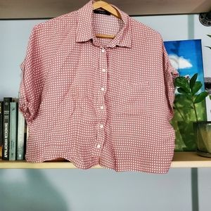 Gingham Crop top button up
